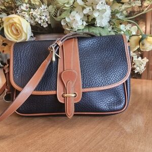 Dooney And Bourke AWL Classic Blue and Tan Leather Shoulder Bag